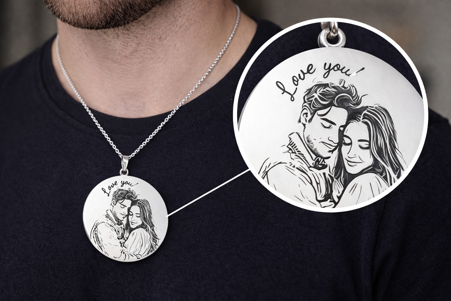 Colier Amoria - Gravat cu poza