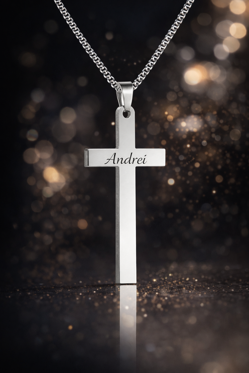 Lănțișor cu Cruce Gravată - Eternis