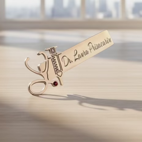 Broșă Personalizată “Heartbeat” – Diamant Roșu